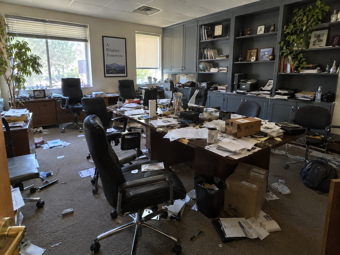 Cluttered office interior ready for a commercial cleanout in Northern Kentucky